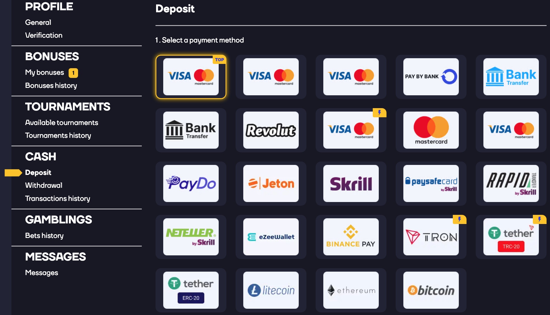 Cat Casino Payment Methods