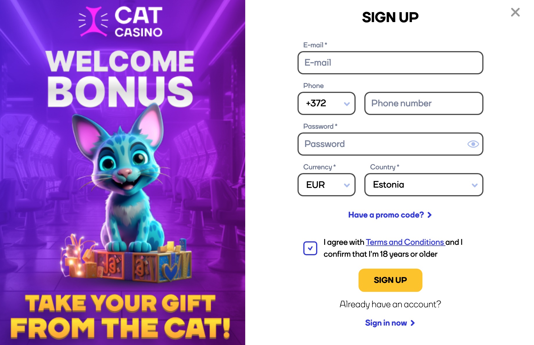 Cat Casino Registration