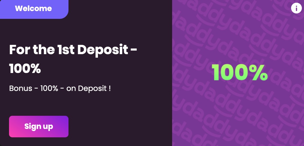 Daddy Casino 1st Deposit Bonus