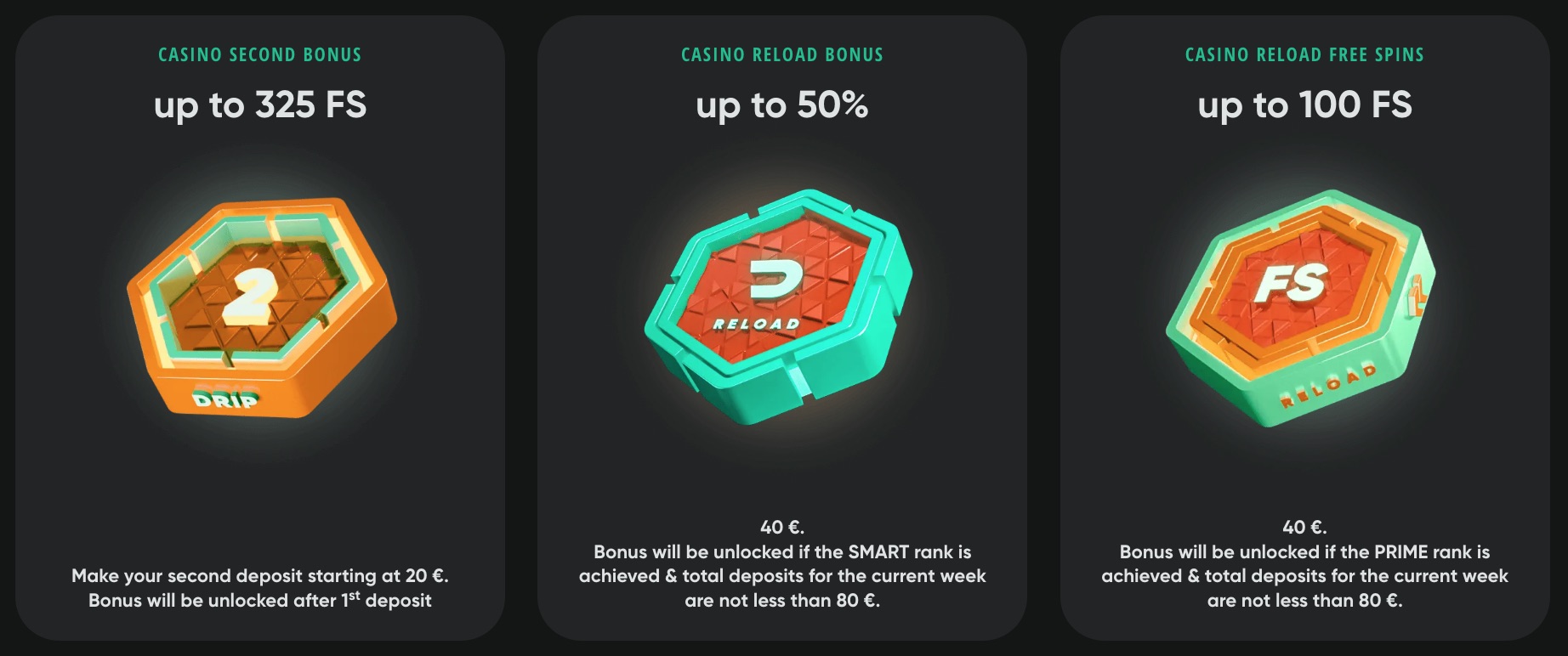 Drip Casino Bonuses