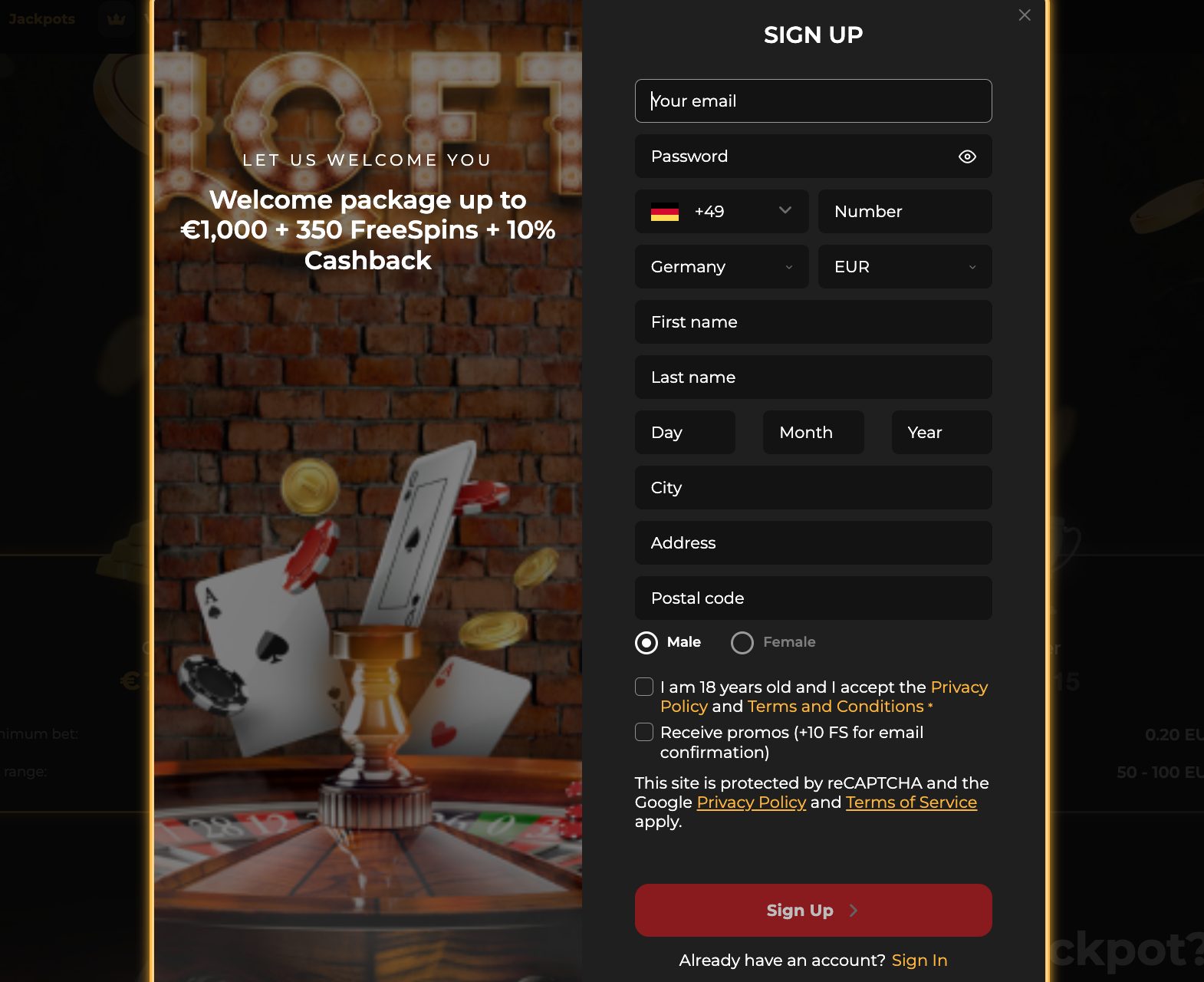 Loft Casino Qeydiyyatı