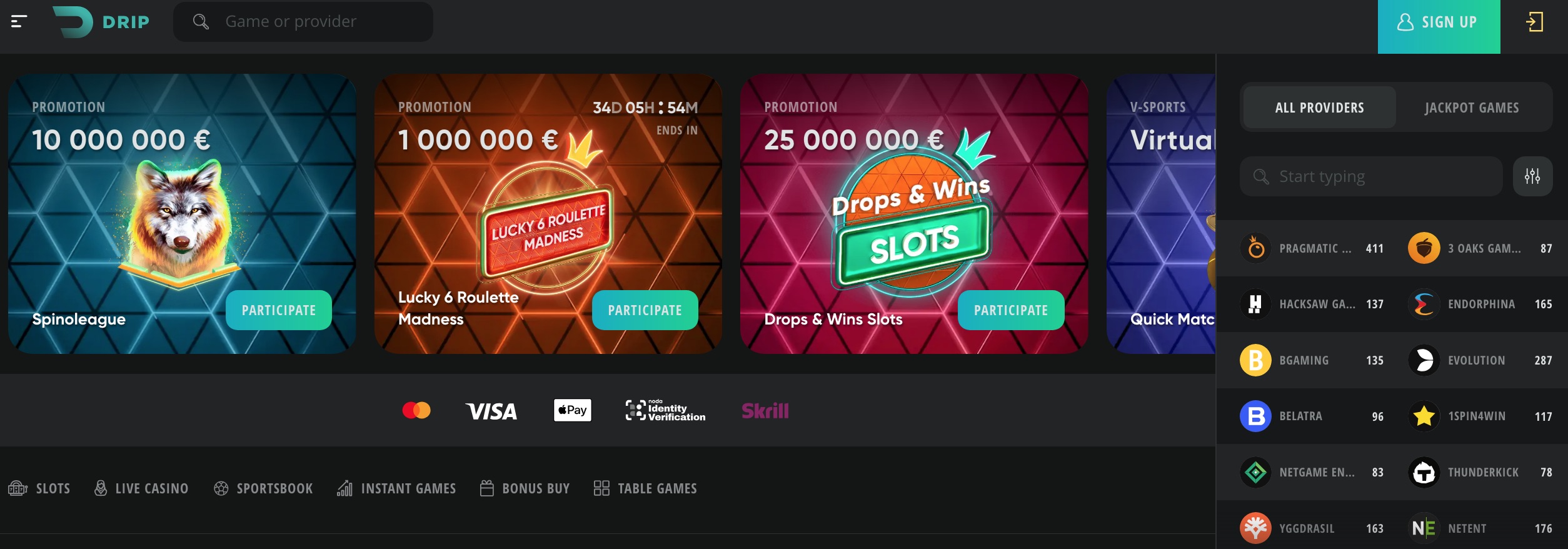 Officiële Drip Casinowebsite