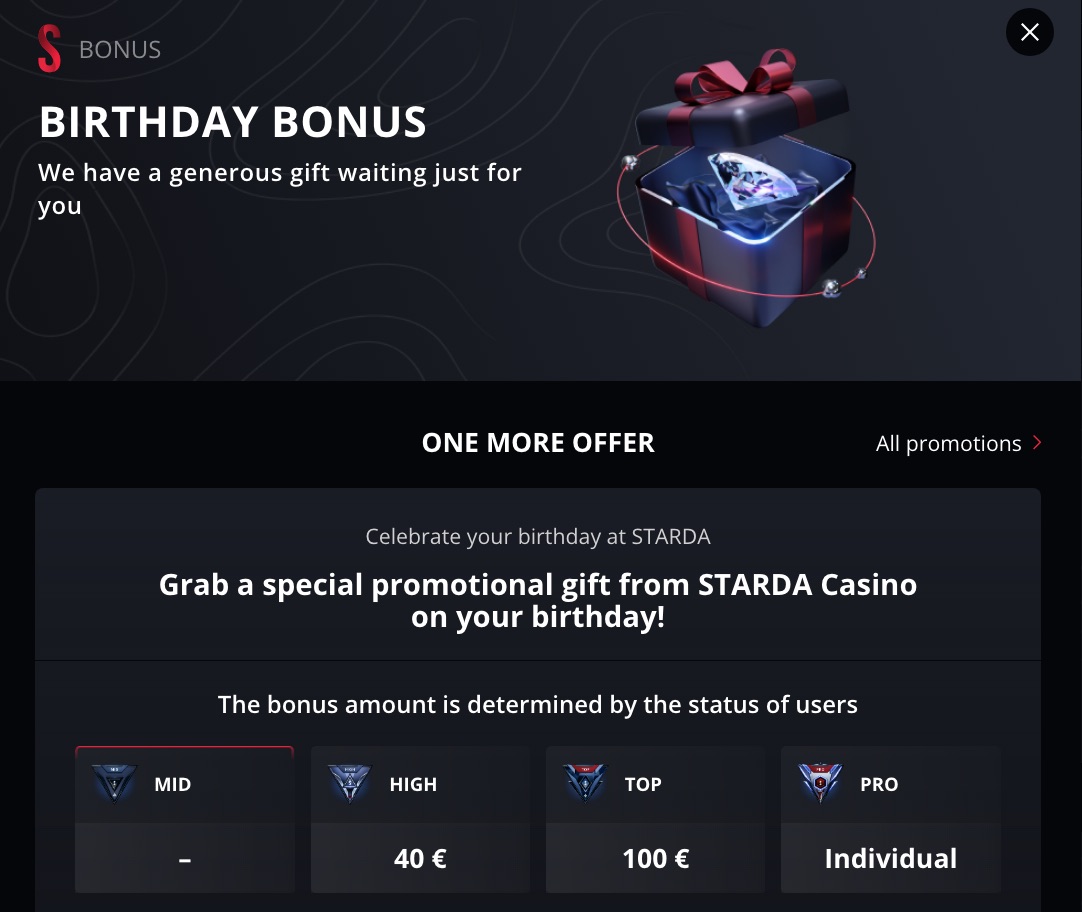 Strada Casino Birthday Bonus