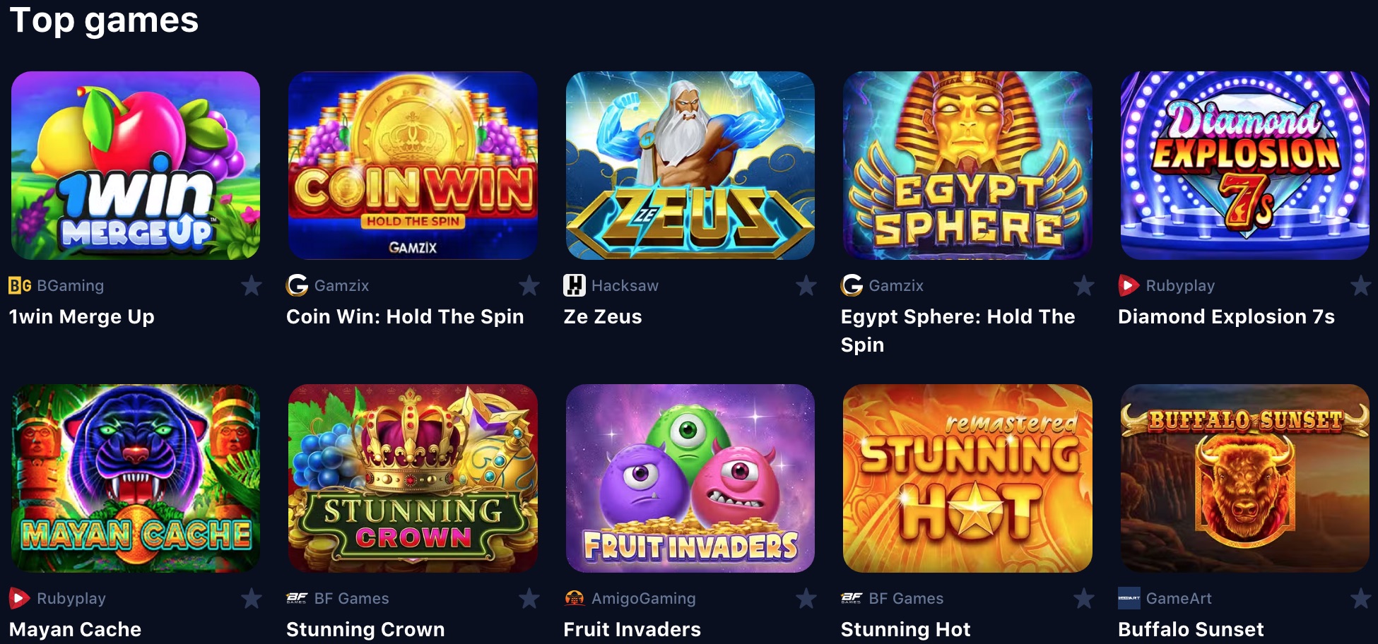 1win Casino Top Oyunları