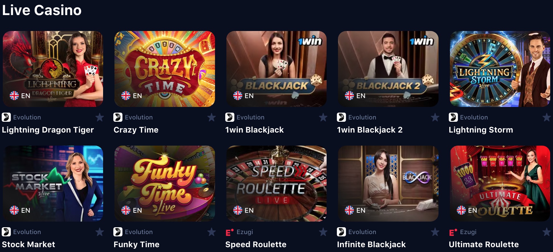 Casino en vivo 1win