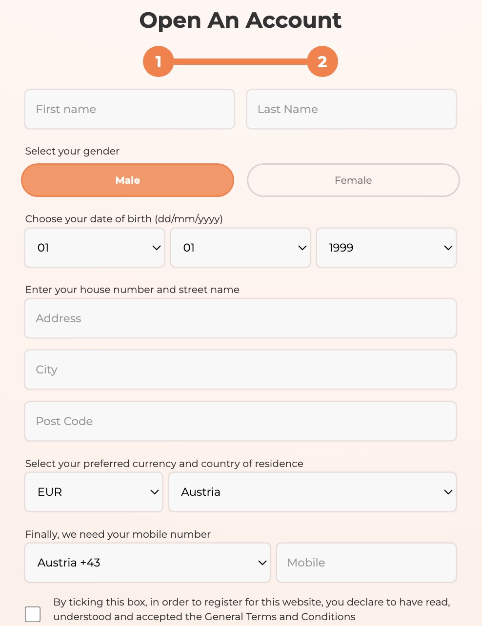 Alexander Casino Registration Form