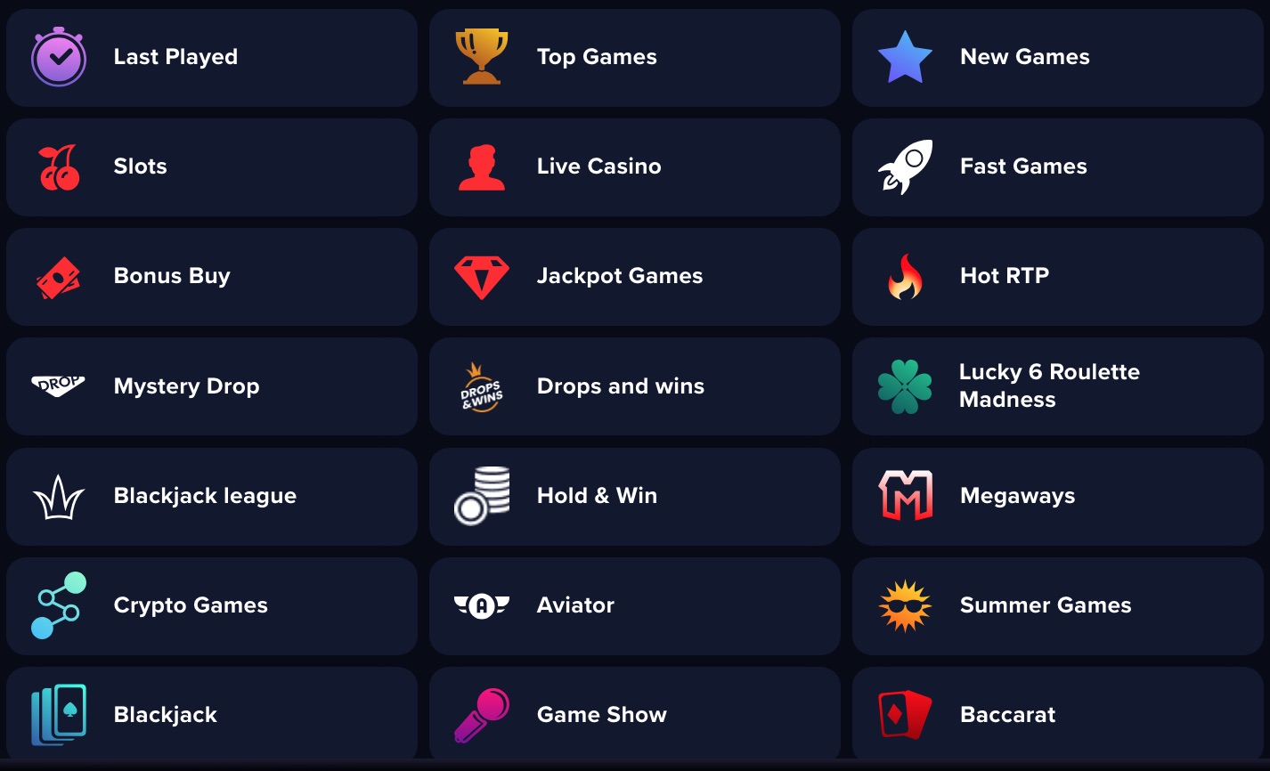 Arlekin Casino Spill Categories