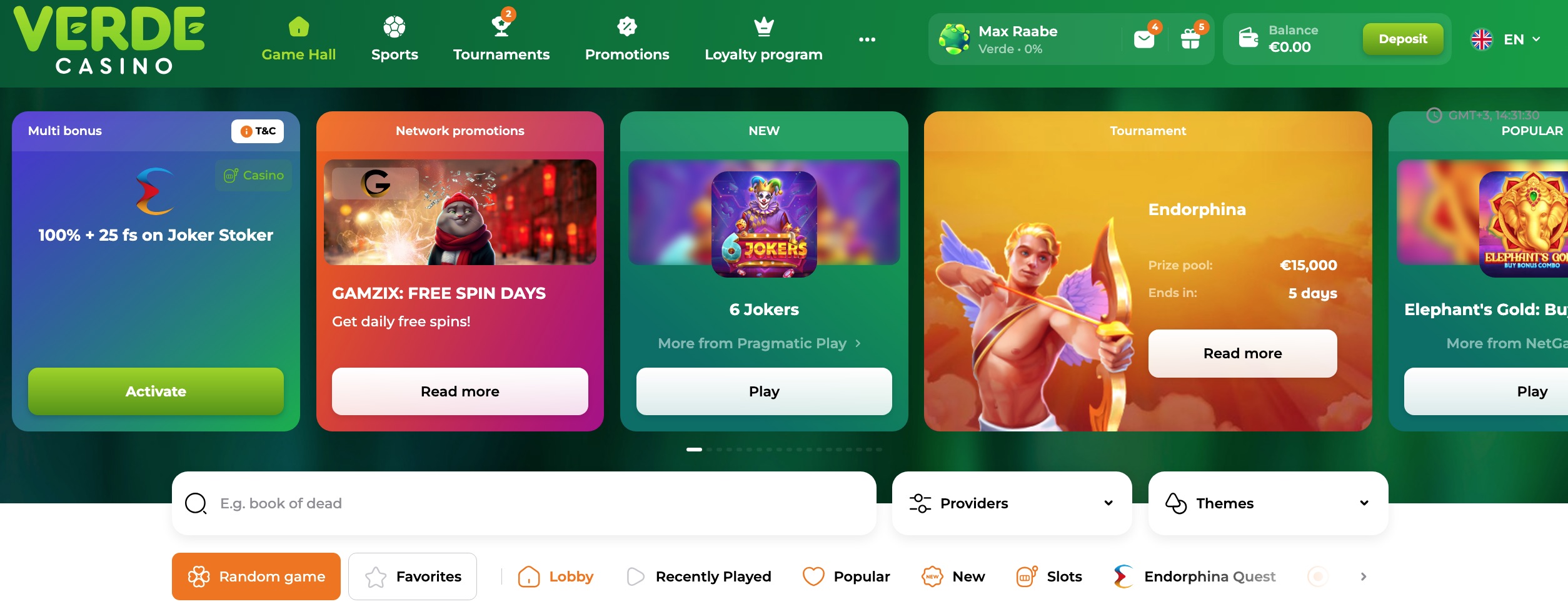 Sitio web del casino Verde