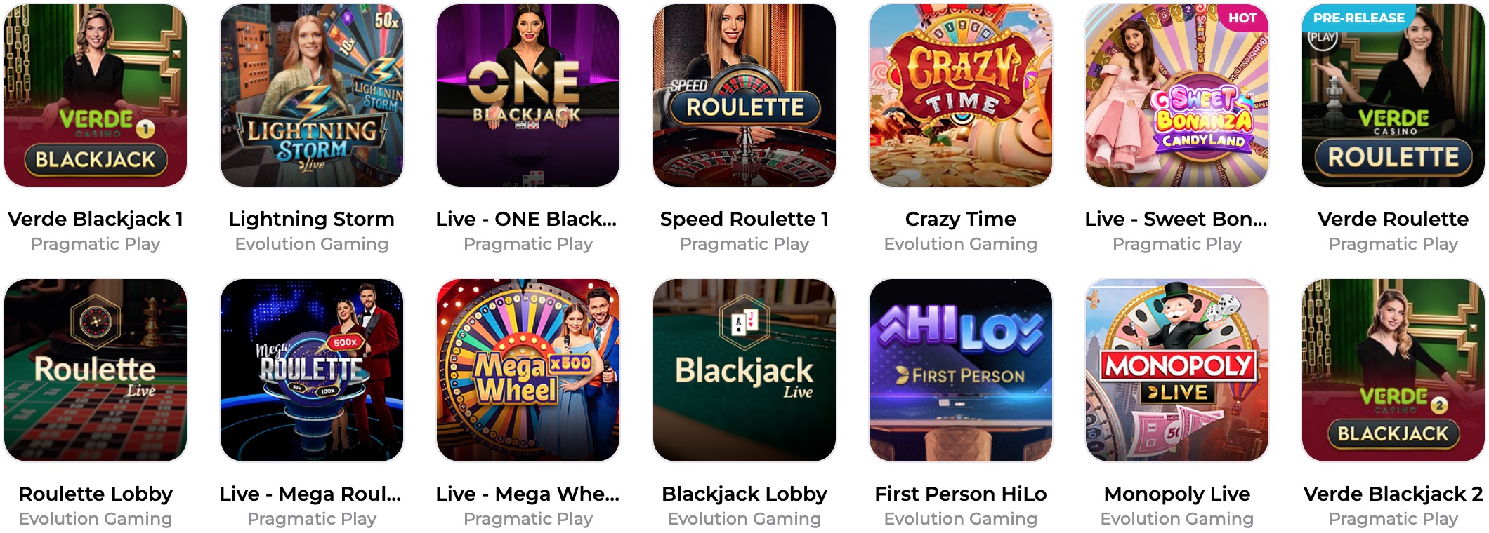 Verde Live Casino Games