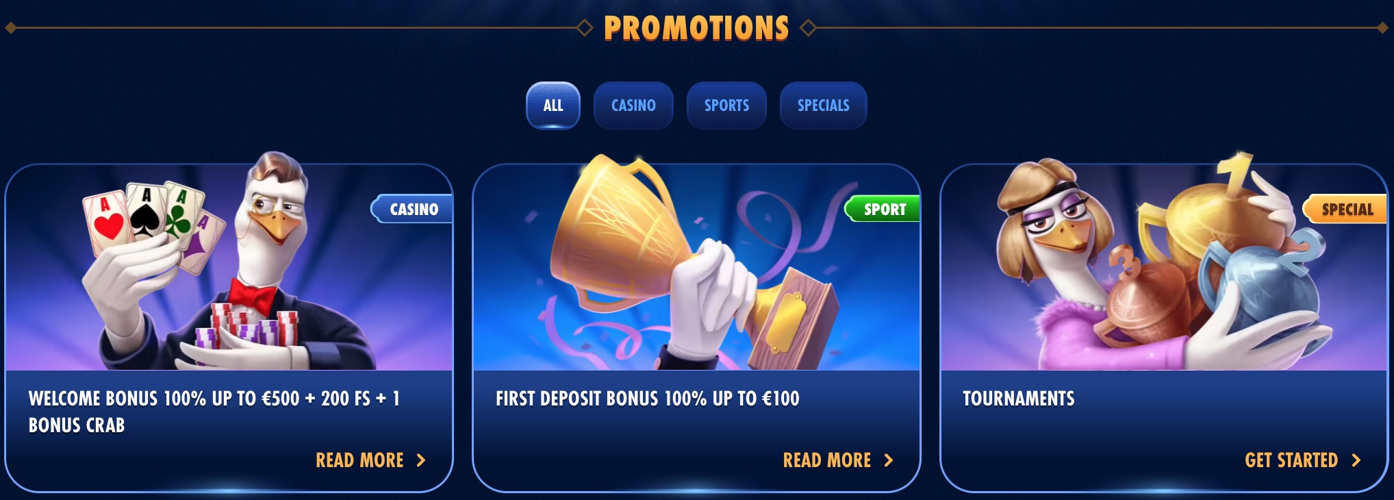 Bônus e promoções do Wingaga Casino