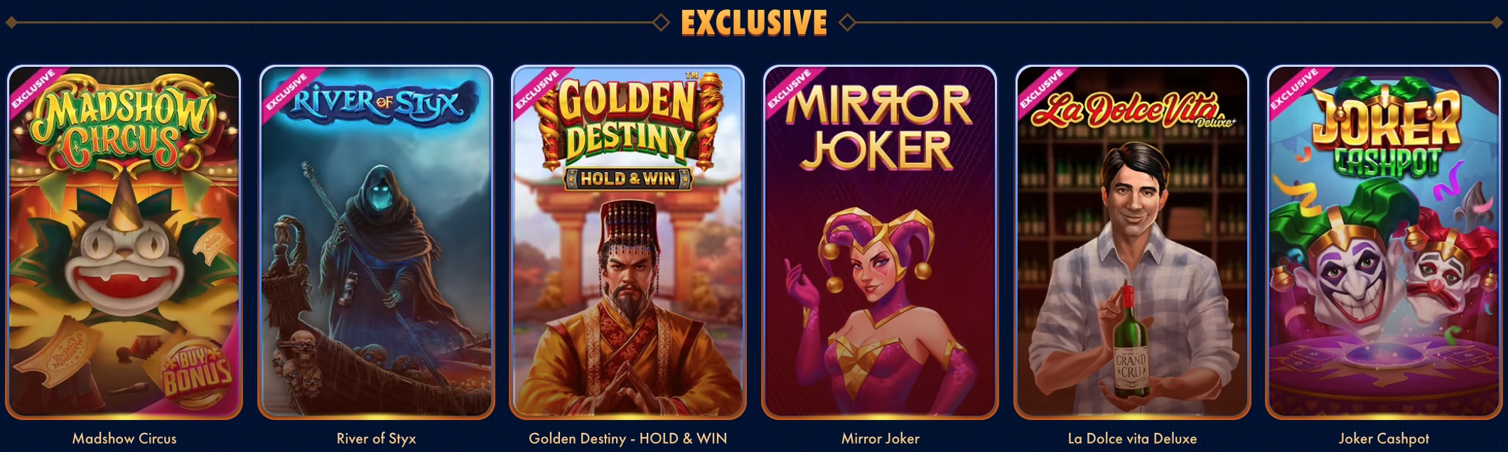 Jogos exclusivos do Wingaga Casino