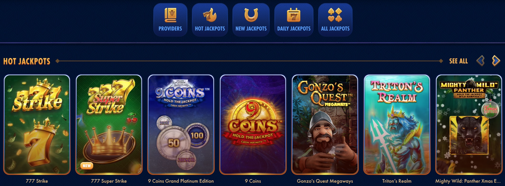 Wingaga Casino Jackpot Oyunları