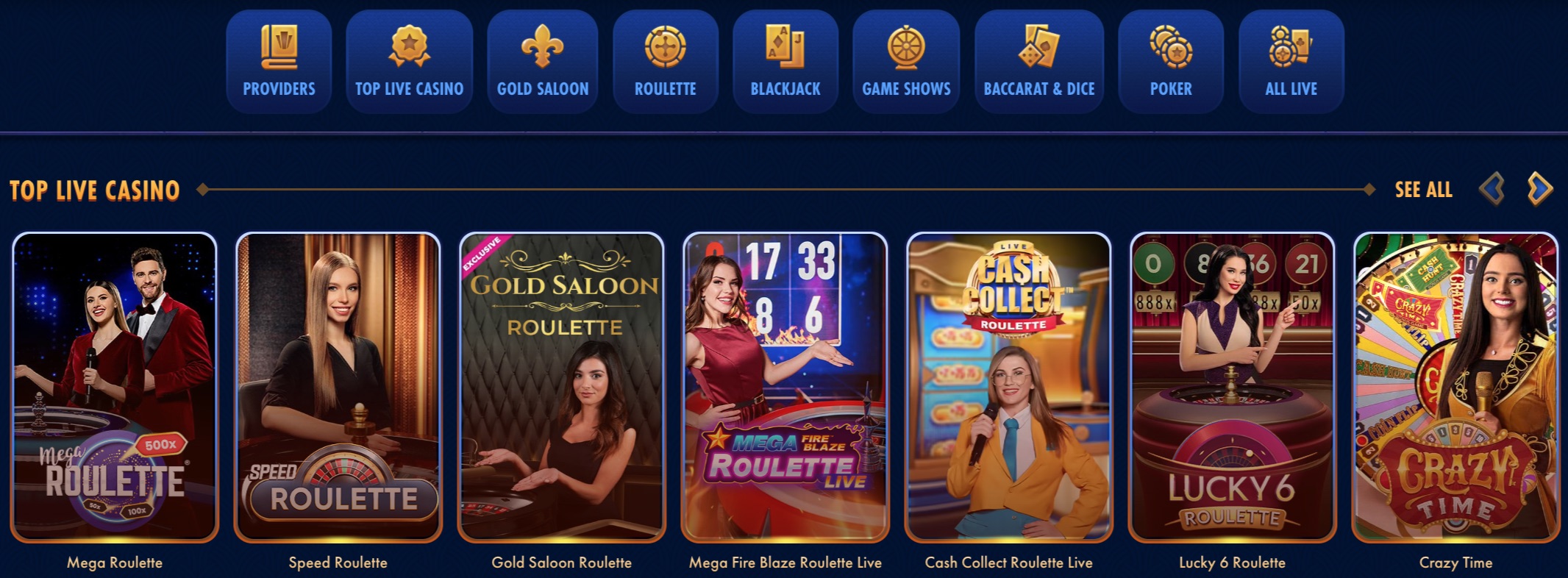 Casinò dal vivo di Wingaga Casino