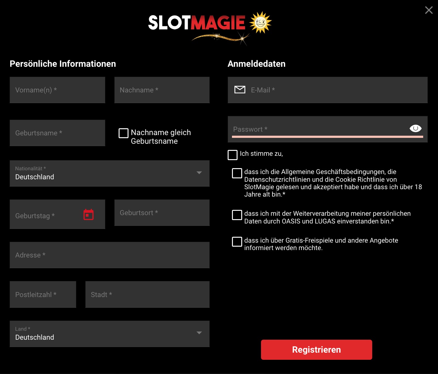 Como se registrar no SlotMagie